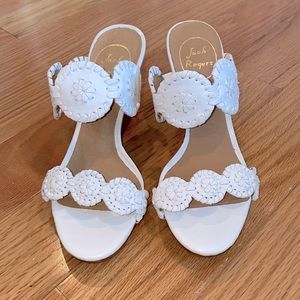 Jack Rodgers Lauren Midwedge White Sandals sz 6